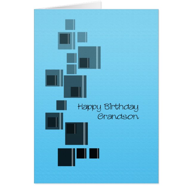 Grandson Abstract Design Blue Birthday Card (Front)