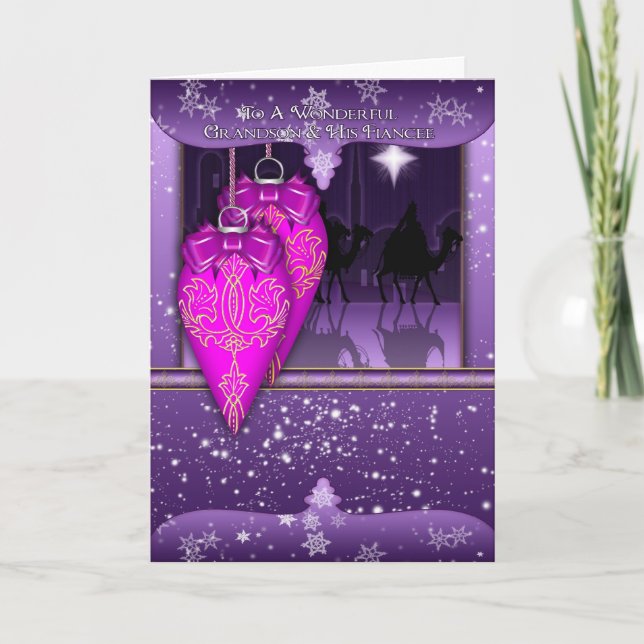 Grandson And His Fiancee Christmas Greeting Card (Front)