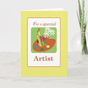 Grandson Artist Thank You for Gift Palette Flowers Card