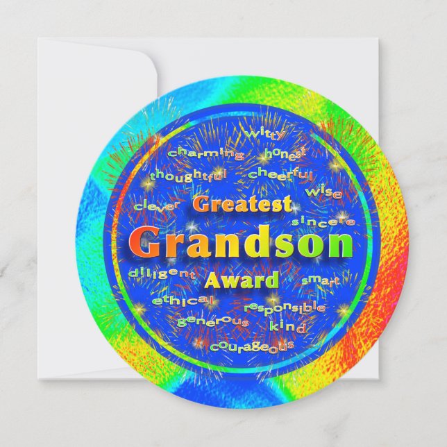 Grandson Award Birthday Fireworks Card (Front)