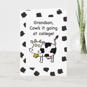Grandson Away at College Thinking of You Funny Cow Card