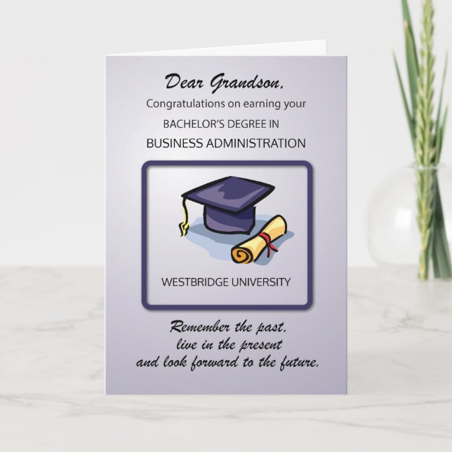 Grandson Bachelors Customisable Degree and School Card (Front)