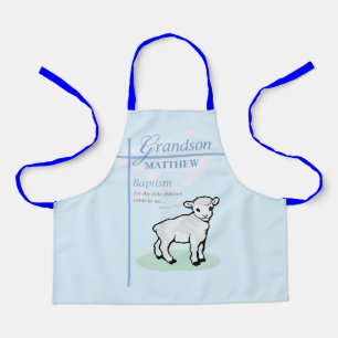 Grandson Baptism Blue Boy Lamb Personalised Apron