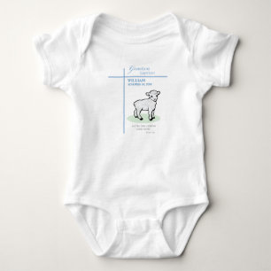 Grandson Baptism Blue Lamb Personalised Baby Bodysuit