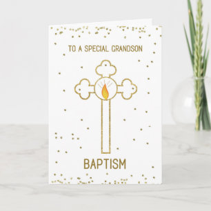 Grandson Baptism Gold Cross Card