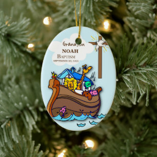 Grandson Baptism Noah's Ark Personalised Ceramic Ornament