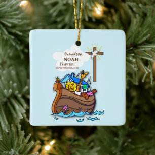 Grandson Baptism Noah's Ark Personalised Ceramic Ornament