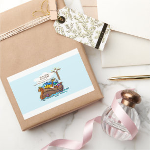 Grandson Baptism Noah's Ark Personalised Rectangular Sticker