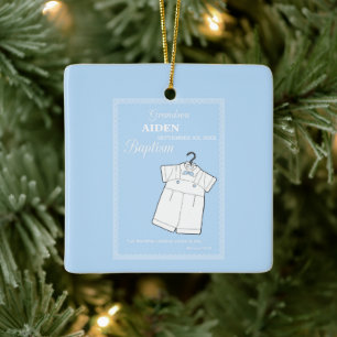 Grandson Baptism Suit on Baby Blue Personalised Ceramic Ornament