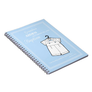 Grandson Baptism Suit on Baby Blue Personalised Notebook