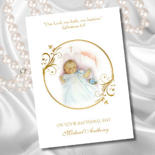 Grandson Baptismal Baby Boy Christening Blessing Card