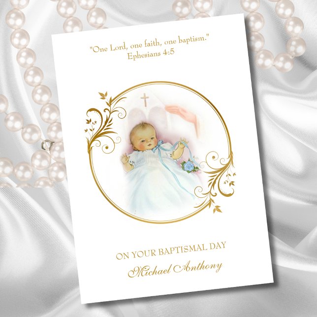 Grandson Baptismal Baby Boy Christening Blessing Card (Creator Uploaded)
