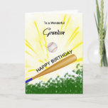 Grandson Baseball Birthday Card<br><div class="desc">Give your baseball loving grandson a baseball and bat card with an explosive baseball theme! A baseball and bat with the words 'To a wonderful grandson'.</div>