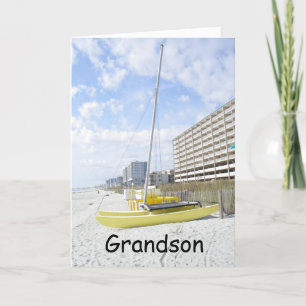 GRANDSON BEACH BIRTHDAY-ENJOY YOUR DAY CARD