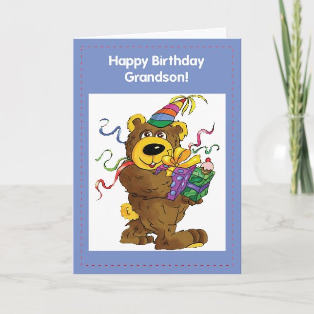 Grandson Birthday Bear Card (Front)