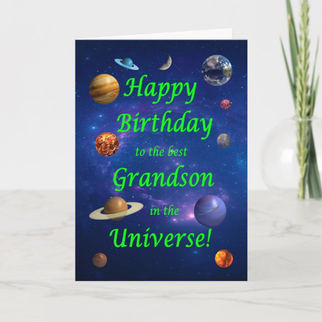 Grandson Birthday Best in the Universe  Card (Front)
