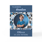Grandson Birthday Blue Trendy Modern Photo