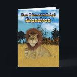 Grandson Birthday Card - Lion And Cub<br><div class="desc">Grandson Birthday Card - Lion And Cub</div>