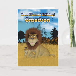 Grandson Birthday Card - Lion And Cub