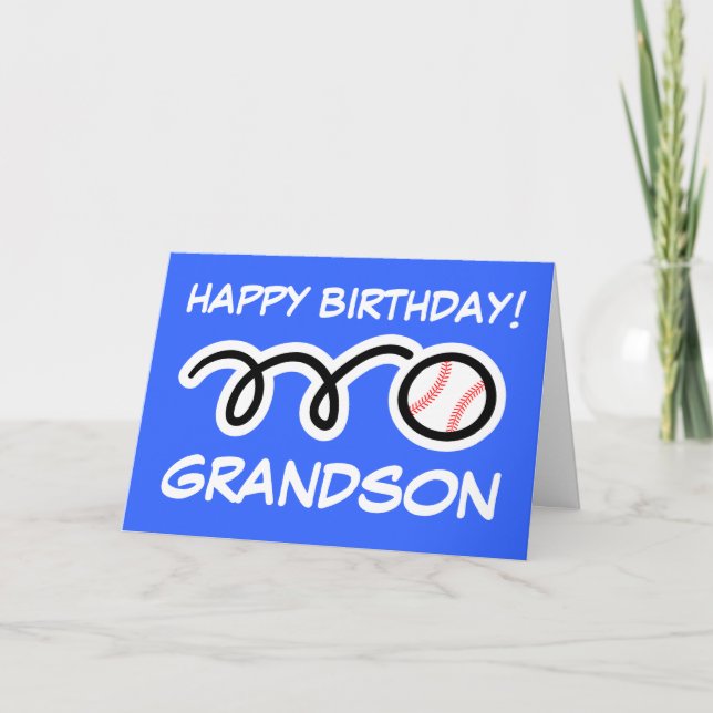 Grandson Birthday card with baseball sports design (Front)