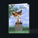 Grandson Birthday Card With Cute Fox And Butterfly<br><div class="desc">Grandson Birthday Card With Cute Fox And Butterfly</div>