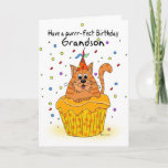 grandson birthday card with ginger cupcake cat<br><div class="desc">grandson birthday card with ginger cupcake cat</div>