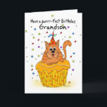 grandson birthday card with ginger cupcake cat<br><div class="desc">grandson birthday card with ginger cupcake cat</div>