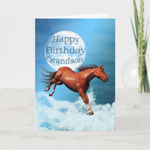 Grandson birthday card with spirit horse