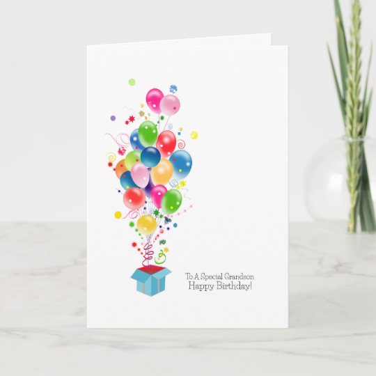 Grandson Birthday Cards Colourful Balloons