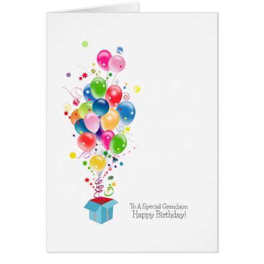 Grandson Birthday Cards Colourful Balloons