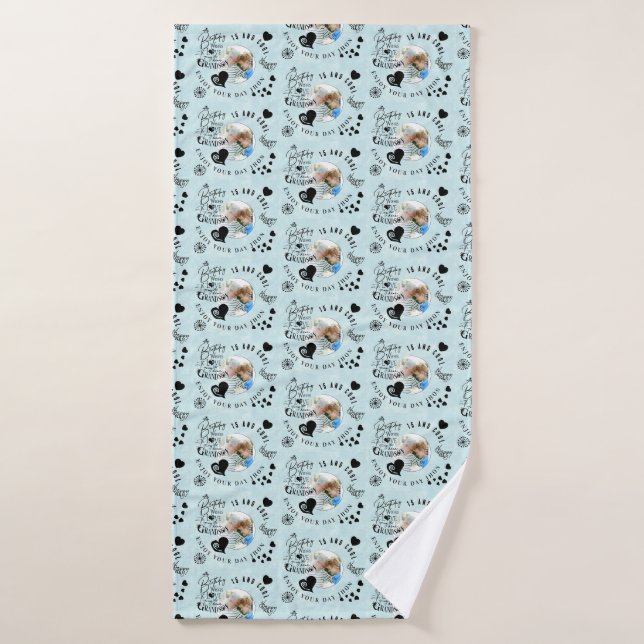 Grandson Birthday Custom Photo Minimalist Bath Towel (Bath Towel)