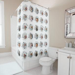 Grandson Birthday Custom Photo Minimalist Shower Curtain