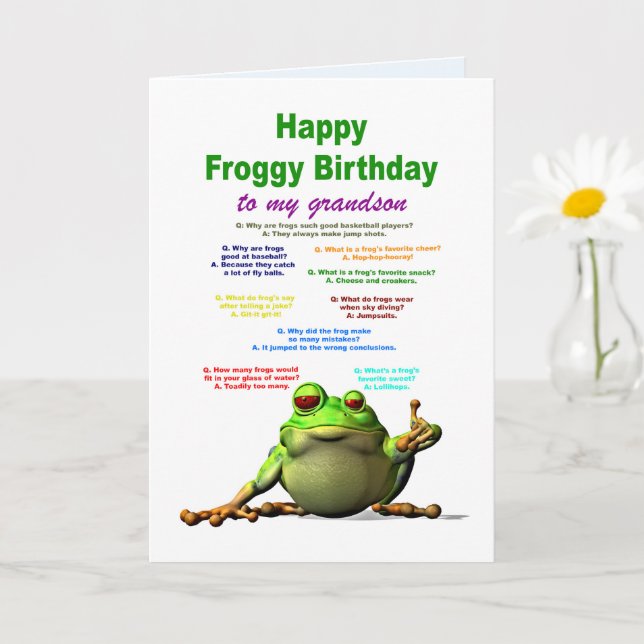 Grandson, Birthday, Frog Jokes Card (Small Plant)