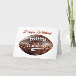 Grandson Birthday Grunge Large Football Sports Card