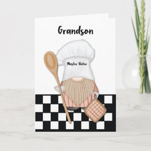 Grandson Birthday Whimsical Gnome Baker Baking Card
