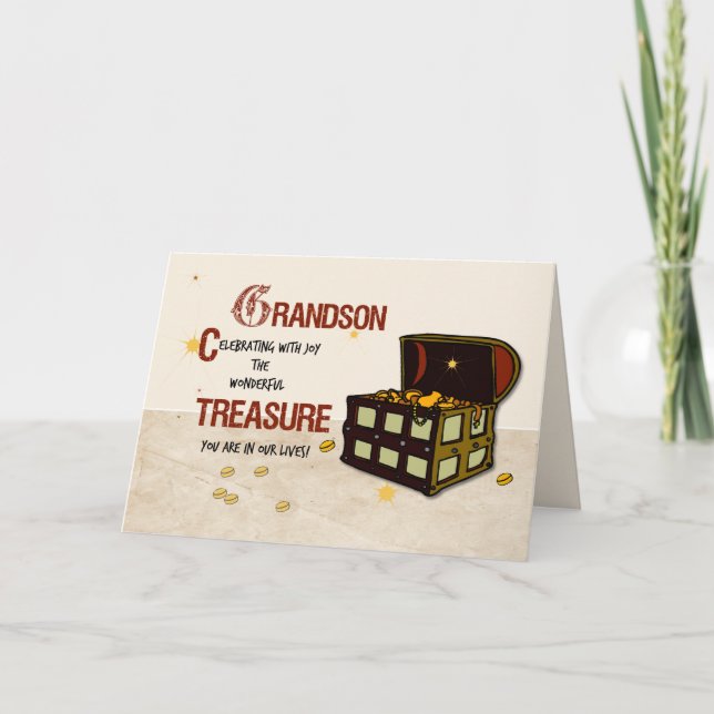 Grandson Birthday with Pirate Treasure Card (Front)