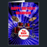 Grandson Birthday You Rock Drums<br><div class="desc">A birthday card for a grandson. Turn up the volume on birthday wishes! Featuring a striking set of drums and the phrase "You rock the universe, " this card is a high-energy way to celebrate the life of the party. Whether they’re a drummer or just have rock star vibes, this...</div>