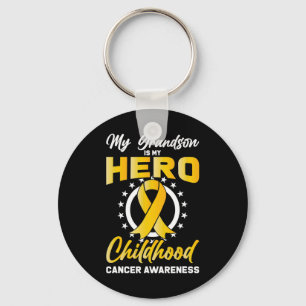 Grandson Childhood Ribbon Support Cancer Awareness Key Ring