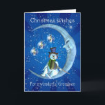 grandson christmas card with snowman<br><div class="desc">grandson christmas card with snowman</div>