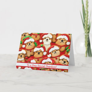 Grandson Christmas Cute and Fun Gingerbread Dog Card
