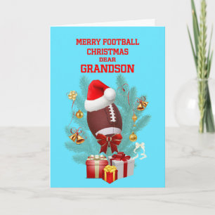 Grandson Christmas Football Holiday Card