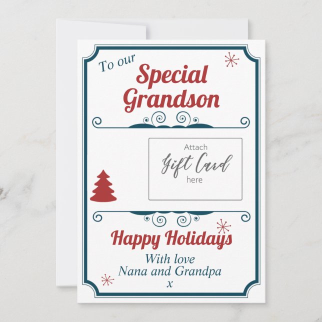Grandson Christmas Holiday Gift Card Holder (Front)