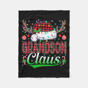 Grandson Claus Christmas Lights Matching Family Xm Fleece Blanket