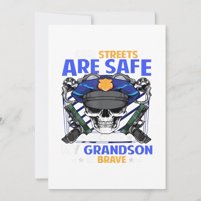 Grandson cop thin blue line grand son gift holiday card (Front)