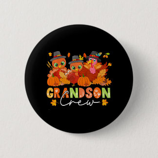 Grandson Crew Thanksgiving Three Cute Turkeys 6 Cm Round Badge