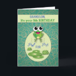 Grandson, Customize Any Age, Birthday, Frog Card<br><div class="desc">Your grandson’s long awaited birthday is finally here! He will love this cute frog jumping on a lily pad. Customize for any age to make a truly personal card.</div>