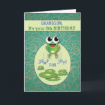 Grandson, Customize Any Age, Birthday, Frog Card<br><div class="desc">Your grandson’s long awaited birthday is finally here! He will love this cute frog jumping on a lily pad. Customize for any age to make a truly personal card.</div>