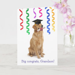 Grandson Cute Dog Graduation  Card
