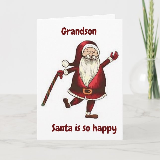 **GRANDSON** DANCING SANTA JUST FOR YOU CARD (Front)