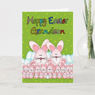 Grandson Easter Card With Easter Bunnies And Eggs